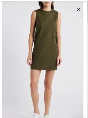 Theory Sleeveless Olive Shift Dress - Women